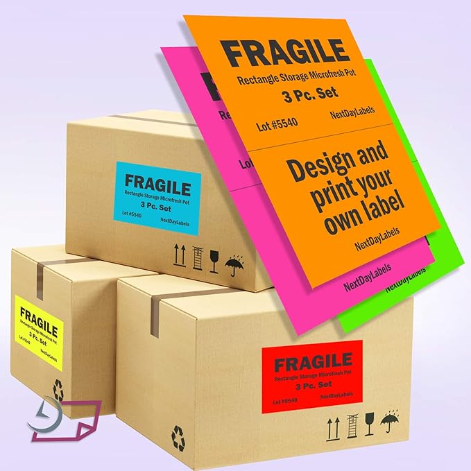NextDayLabels - 8-1/2 x 11 Neon Color High Light Fluorescent Labels for Laser & Inkjet Printer (Blue Fluorescent, 8-1/2" x 5-1/2" - 2 Per Page | 50 Labels)