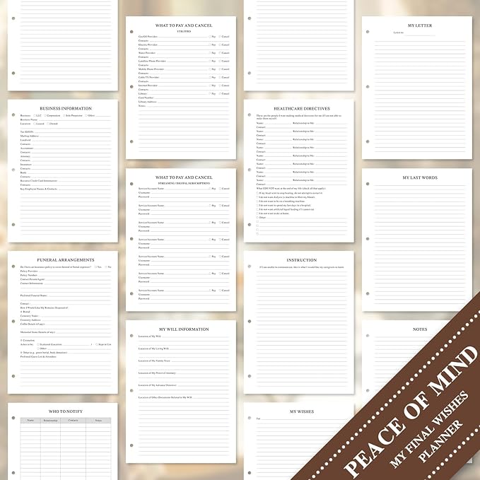 Lanpn End of Life Binder - 8.5x11, Final Wishes & Estate Document Folder with 8 Dividers & 10 Letter Size Binder Pockets, Death Planner Organizer, When I Die Journal Before Death Life Plan Book