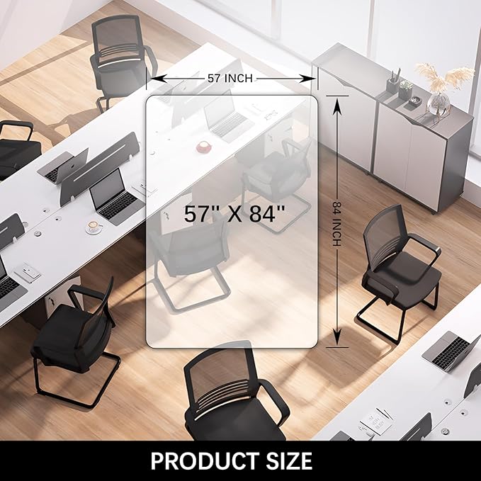 Kuyal Clear Chair Mat, Hard Floor Use, 4.75'×7' Transparent Office Home Floor Protector mat Chairmats (57" X 84" Rectangle)