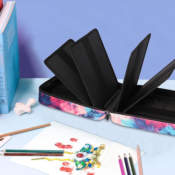 JAKAGO 274 Slots Colored Pencil Case Large Capacity Pen Holder for Artist Painter Zipper Organizer Bag for Marker Highlighter Storage Case for Office Sketch Travel Supplies(Fireworks)
