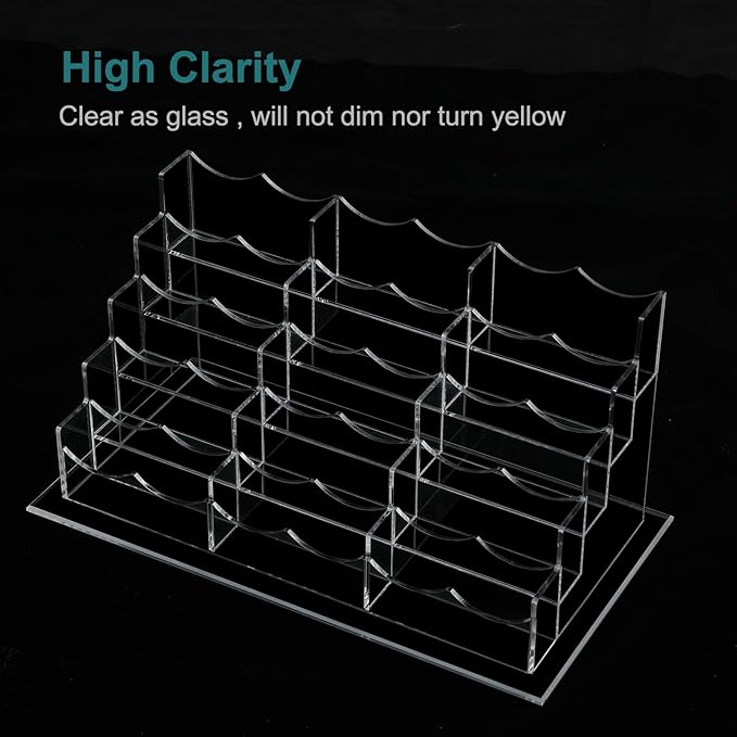Vevitts Acrylic Business Card Holder for Desk Multiple Business Card Holders Business Card Organizer Business Card Display Rack Clear Plastic Business Card Stand for Home Office (15 Slots)