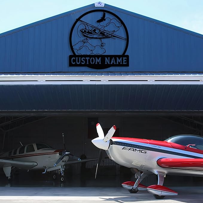 Personalized Metal Airplane Wall Art, Airplane Name Sign, Customized Pilot Name Sign, Airplane Hangar Sign Decor, Aviation Home Office Decor, Large Outdoor Decor, Pilot Gifts, Aircraft Lovers Gift