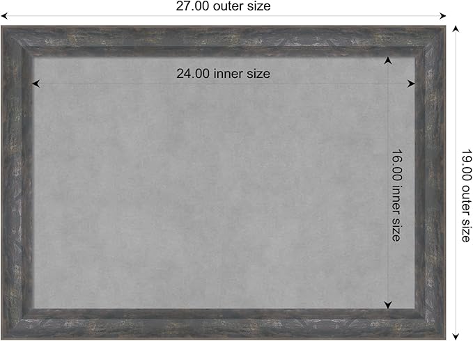 Amanti Art Grey Framed Magnetic Board 19x27 Medium Vision Board for use with Magnets, 100% Metal Sheet to Display Items as Office Decor or for Home Organization in mudroom, Kitchen or Kids Room