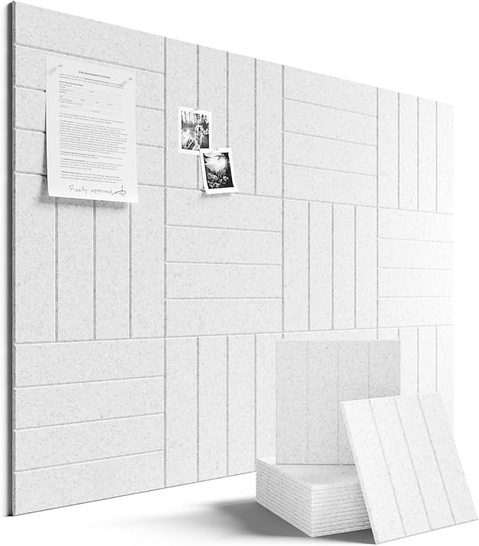 Fluxynara Large Felt Bulletin Board 48" x 36" Cork Board Alternative-12 Pack with 70 Safe Removable Adhesive Tabs, Cork Boards for Walls Cork Board for Home Office Classroom Pin Board-Light Gray