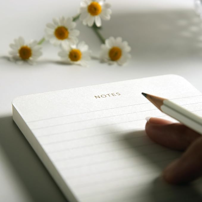 Pinesman - Elegant Desk Notepads for Professionals, Executive's Memo Pads, Minimalist, Gold Foiled, Lined, 5 Pack, 375 Sheets Total (75 Each), 6.3" x 3.9”, 80 GSM, Eco-friendly, FSC™ Certified