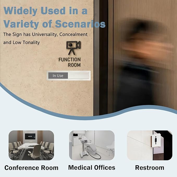 In Use or Available Sign,In Use/Available Sign for Home Office Hotles Hospital Restroom, Vacant Occupied Slider Door Status Tells Whether Room in Use or Available,7'' x 1.5'' - Stainless Steel, Grey