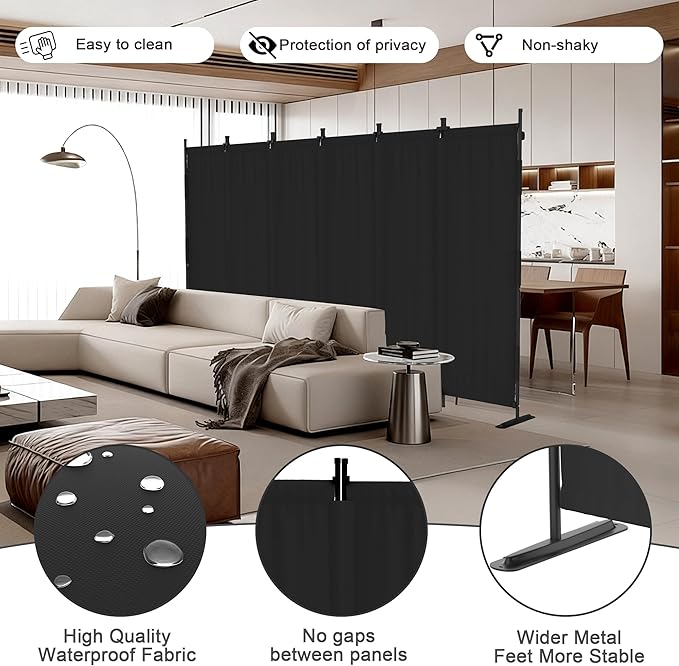 Kecreque 6 Panel Room Divider,6ft Folding Screen Portable Wall Partition Room Divider with 4 Metal Feet,Privacy Screen Indoor Doubles as a Cubicle Wall,Suitable for Bedroom Dressing Room Office
