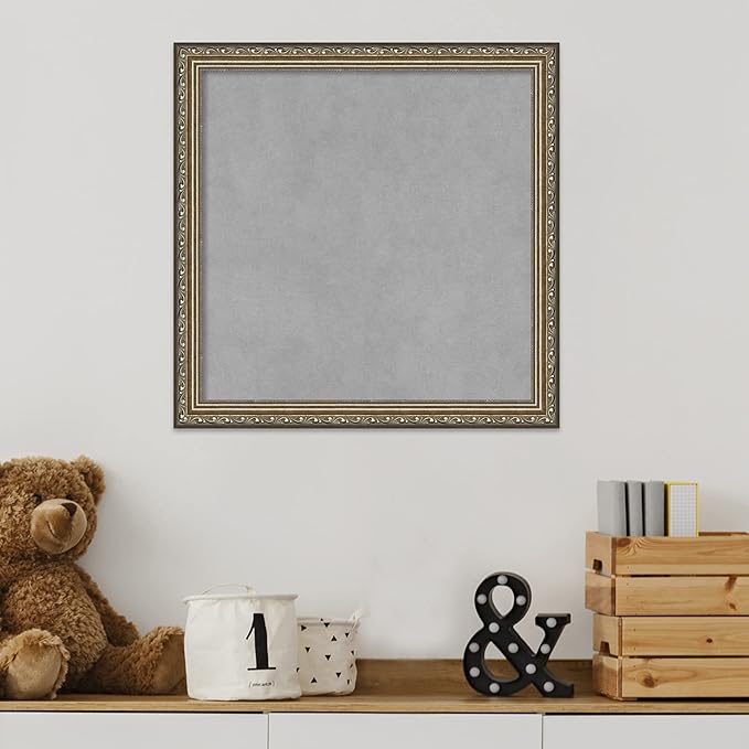 Amanti Art Silver Framed Magnetic Board 18x18 Small Vision Board for use with Magnets, 100% Metal Sheet to Display Items as Office Decor or for Home Organization in mudroom, Kitchen or Kids Room