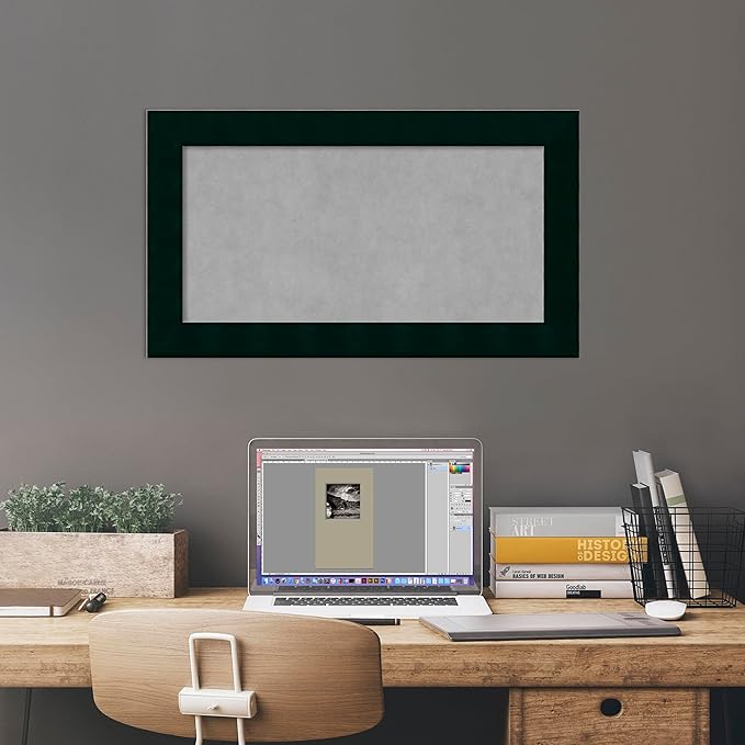 Amanti Art Black Framed Magnetic Board 16x28 Small Vision Board for use with Magnets, 100% Metal Sheet to Display Items as Office Decor or for Home Organization in mudroom, Kitchen or Kids Room