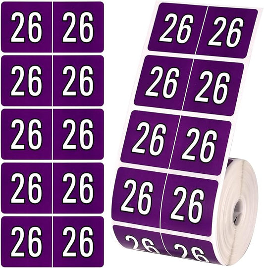 500pcs 2026 Year Stickers, 5x2.5cm/1.97x0.98in 26 Year Colored Self-Adhesive Chart Stickers File Folder Labels for Office Supplies (Night Purple)