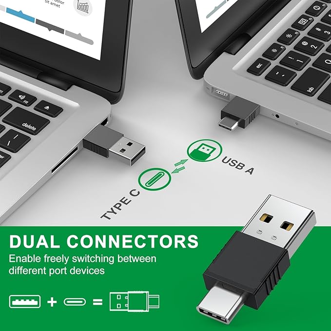 DINOSTRIKE USB A and USB C Presentation Clicker Green Light, RF 2.4GHz Wireless Presenter Remote Powerpoint Clicker Slide Advancer for Mac Laptop Computer Office Classroom