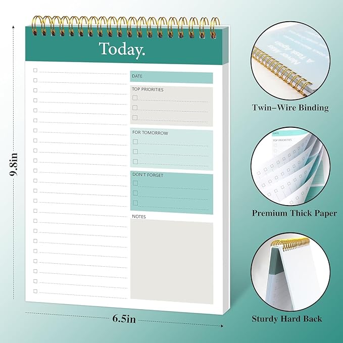 GOLDPEI To Do List Notepad - Daily Planner Notepad Undated 52 Sheets Tear Off, 6.5" x 9.8" Planning Pad Checklist Productivity Note Pad for Work and Personal Organized (4 Pack)