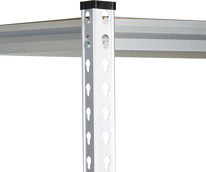 Amazon Basics Double Post Press Board 5 Tier Shelf 36 x 18 x 72, Aluminum | Medium Duty, Storage, Shelving