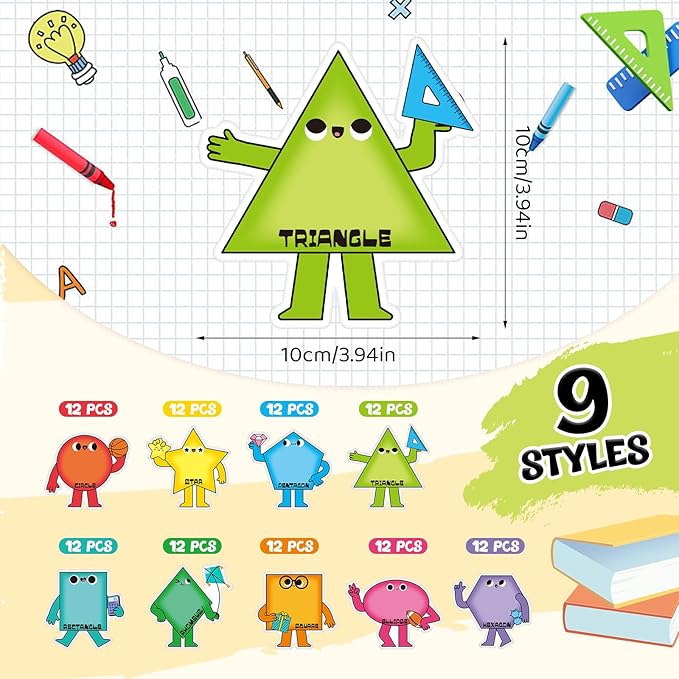 Henoyso 108 Pcs Shape Desk Name Tags for Classroom Wall Decor Back to School Locker Name Tags for Kindergarten, Preschool, 1st, 2nd & 3rd Grade Teacher Nameplates for Student