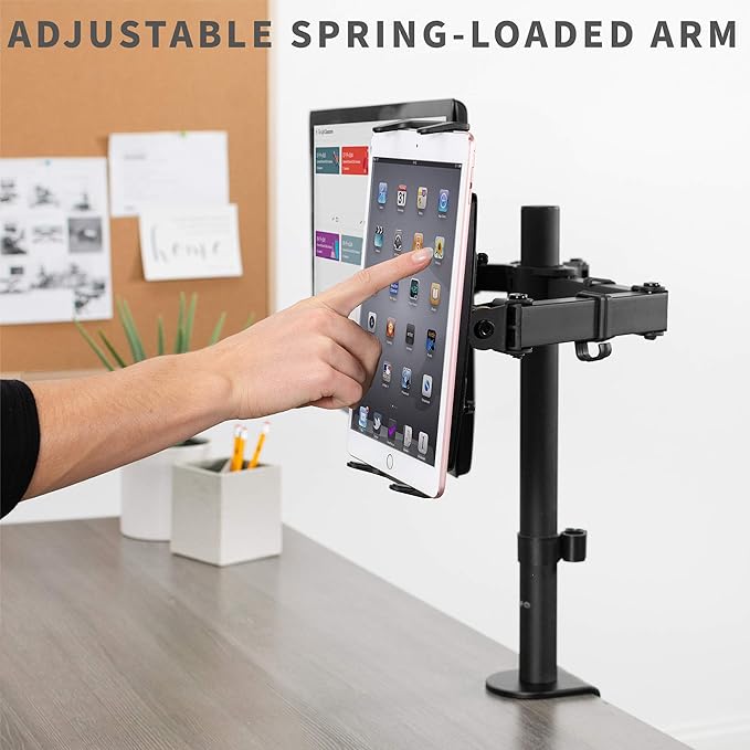 VIVO Universal VESA Mount Adapter for Tablets, 2-in-1 Laptops, & 15.6 inch Portable Monitors, Max VESA 100x100, Adjustable Laptop Holder, Black, MOUNT-UVM02