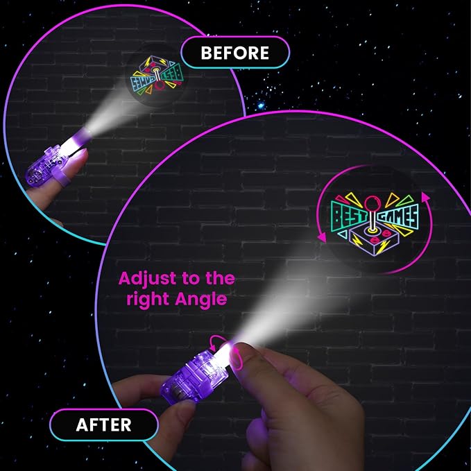 LovesTown 24PCS LED Light up Finger Lights, Kids Flashlight Glow in The Dark Party Supplies for Birthday Party Decorations Treat Bags Stuffers Classroom Prizes