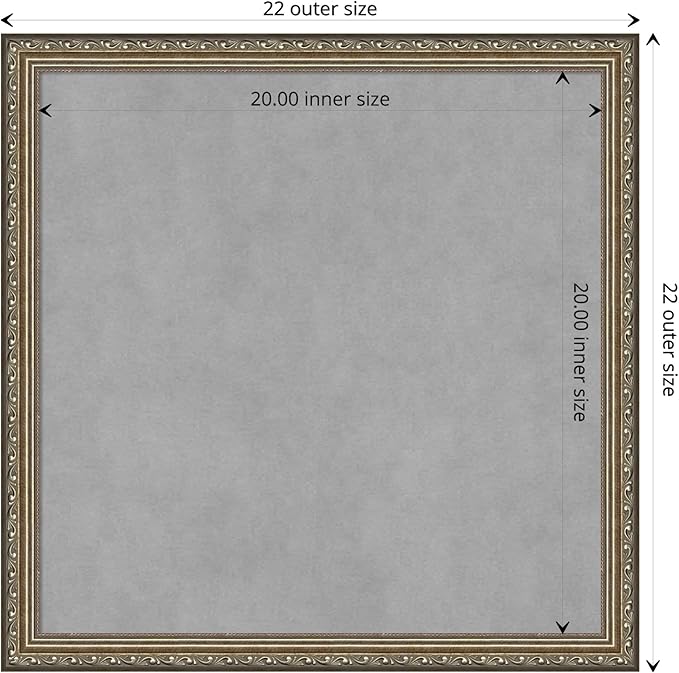 Amanti Art Silver Framed Magnetic Board 22x22 Medium Vision Board for use with Magnets, 100% Metal Sheet to Display Items as Office Decor or for Home Organization in mudroom, Kitchen or Kids Room