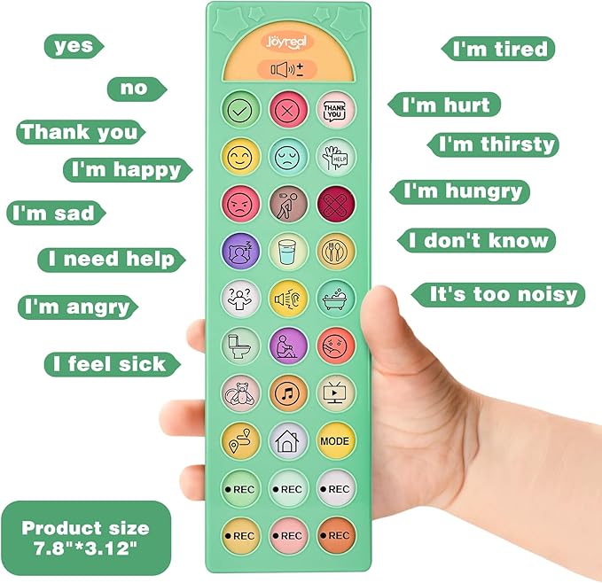 Joyreal AAC Device for Autism, Non Verbal Communication Tools for Speech Therapy&Stroke Rehab. Autism Talking Aids with 6 Programmable Buttons & Adjustable Volume for Kids&Adults(EN/ES Voice Switch)