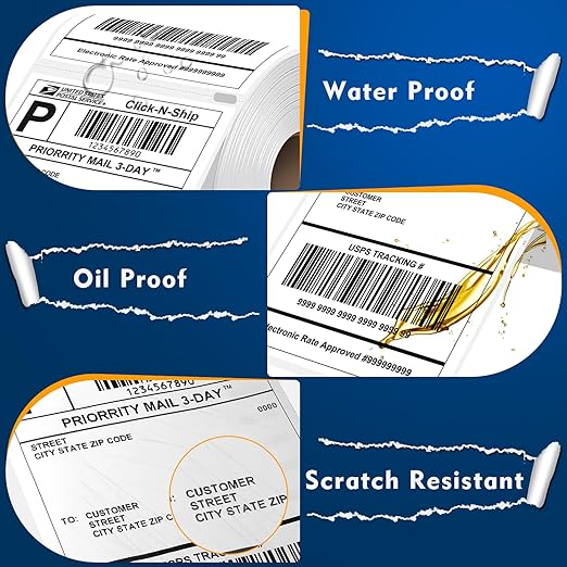 L LIKED 3300 PCS 4"x6" Direct Thermal Shipping Labels (220 Labels/Roll, 15 Rolls), Perforated White & Strong Adhesive, Compatible with DYMO 4XL 1744907, Zebra, Rollo