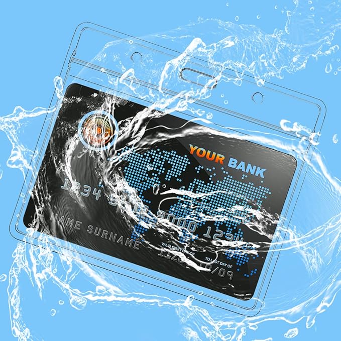Name Tags Gray Lanyards/Badge Holder Pairs Woven Round Lanyard & Horizontal Sealable Waterproof Clear Plastic ID Card Lanyards with id Holder Name Badges (Gray, 50 Pack)
