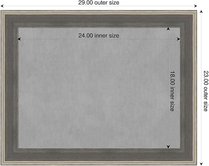 Amanti Art Grey Framed Magnetic Board 23x29 Medium Vision Board for use with Magnets, 100% Metal Sheet to Display Items as Office Decor or for Home Organization in mudroom, Kitchen or Kids Room