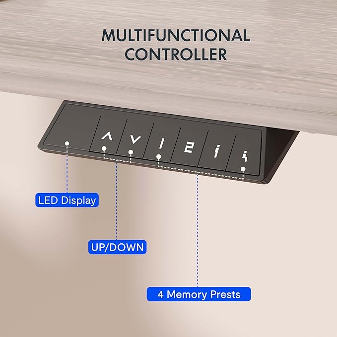 FLEXISPOT EN1 One-Piece Standing Desk with 1-Inch Thick Seamless Desktop, 55"x28" Electric Height Adjustable Desk for Home Office, Multi-Monitor Setups & Easy Assembly, Gray Wood
