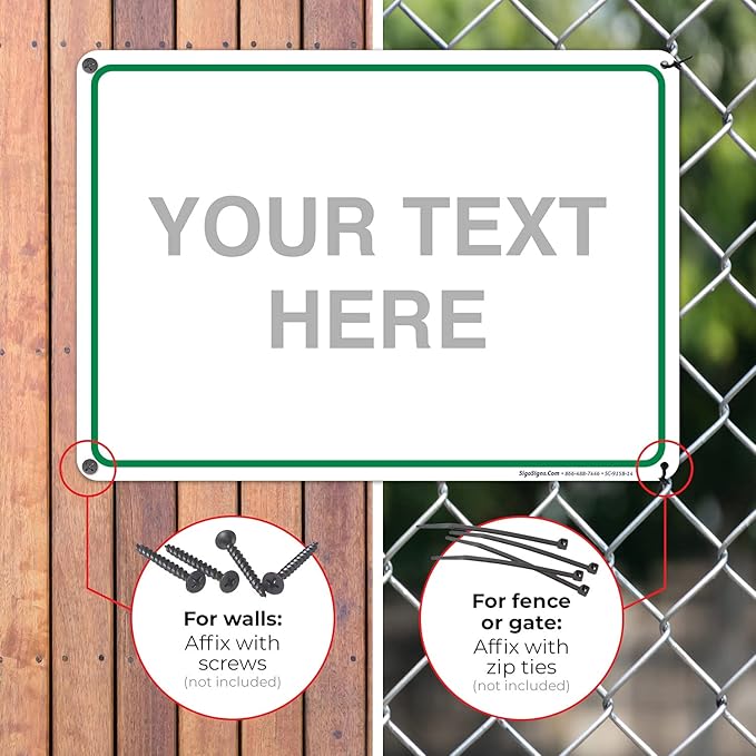 Custom Sign, Personalized Metal Signs, Customize for Office, Business, Workplace, Home, Airbnb, Delivery Green Signs, 10x14 Inches, Rust Free .040 Aluminum, Fade Resistant, Made in USA by Sigo Signs