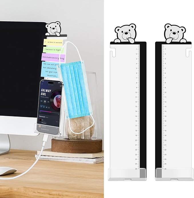 2pcs Office Desk Accessories Monitor Memo Board Computer Message Board Office Supplies for Women Men Computer Sticky Note Holder Home Desktop Message Office Decor (Bear Monitor Memo Pad with Pen)