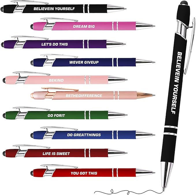 CRME 10pcs Funny Nurse Pens Set Inspirational Quotes Girly Pens Therapist Office Must Haves Nice Pen Body has A Rubber Coating Comfortable to Hold Nurse Gifts for Women Best Inspirational Gifts