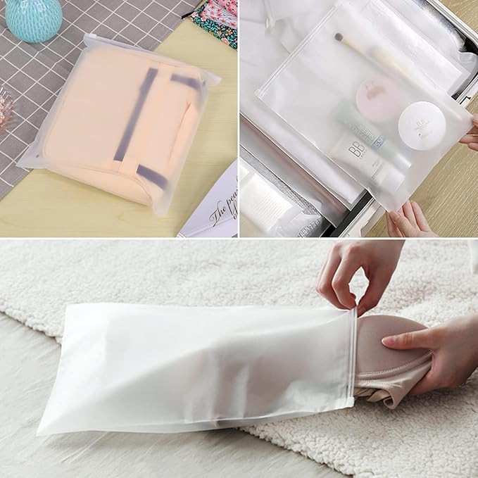 Svaldo T Shirt Bags, 100PCS 9x12" Frosted Zipper Packaging Bags for Clothing, Resealable Poly Plastic Apparel Merchandise Zip Bags for Shipping Clothes Shirts Jeans Bathing Suit, with Vent Hole
