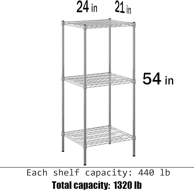Regal Altair 21" Deep x 24" Wide x 54" Height Wire Shelving Kit | 3-Tier | NSF Commercial Storage Rack Unit