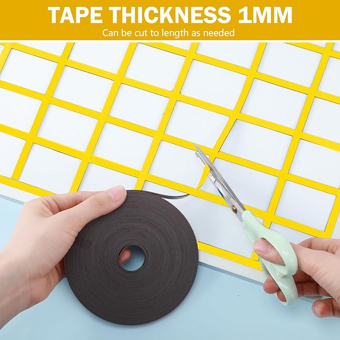 AmazingSpark Magnetic Tape Roll Thin Strips, 1/4 Inch x 33 Feet Magnetic Board Dividers Whiteboard Graphic Decorative Tape Marking Line for Classroom Office Art Accessories(Yellow)