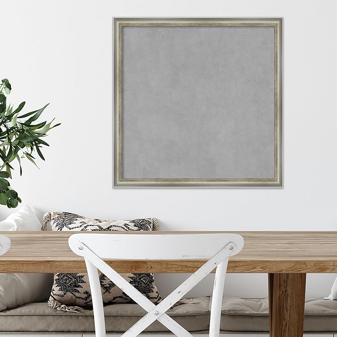 Amanti Art Silver Framed Magnetic Board 22x22 Medium Vision Board for use with Magnets, 100% Metal Sheet to Display Items as Office Decor or for Home Organization in mudroom, Kitchen or Kids Room