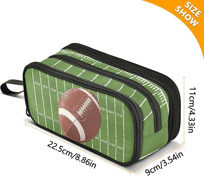 DVGMBXY Football Pencil Case Box for kids Teens Boys Girls Large Pencil Pouch with Zipper Compartments Big Capacity Stationery Pen Bag Organizer for Kids Teens Adults School Office