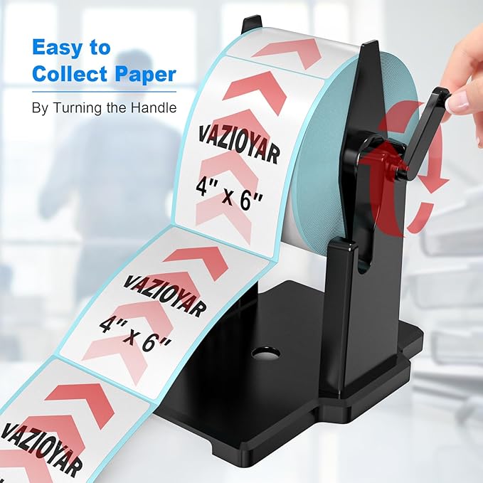 Vazioyar Label Holder for Rolls and Fan-Fold Labels，Compatible with Manual Recycling of Label Rolls(Large Holder)