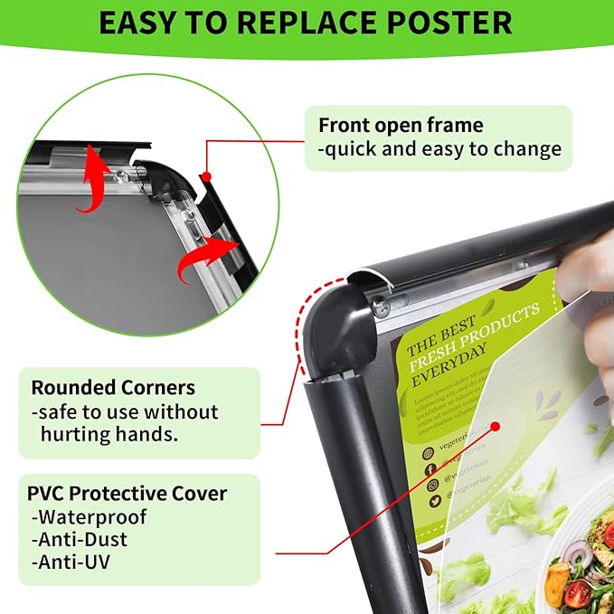 INNOVSIGN 2Packs Adjustable Pedestal Sign Holder Stand 8.5''x11'', Floor Standing Poster Sign Stand for Vertical/Horizontal View Sign stand,Outdoor/Indoor Standing Sign Holders(Black, Round)