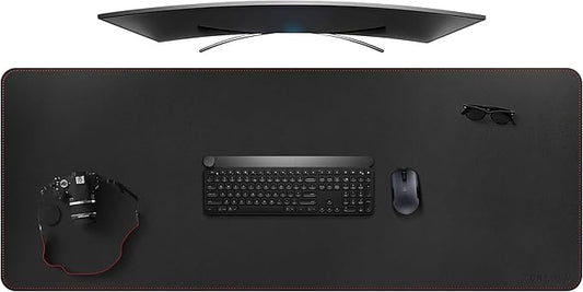 ZORESYN Large Office Desk Pad (63" x 23.6") - Waterproof PU Leather Desk Mat with Non-Slip Base, Oversized Extended Mousepad for Keyboard & Mouse, Black