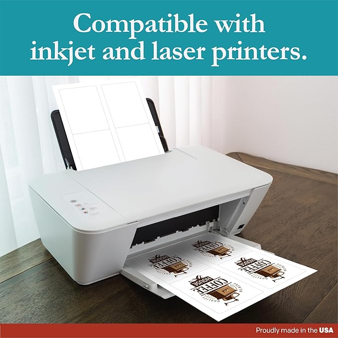 Premium Label Supply White Sticker Mailing/Shipping Labels – 3.5" x 5" – Laser/Inkjet Compatible – (4 per Sheet), 500 Sheets - 2,000 Total Adhesive Labels