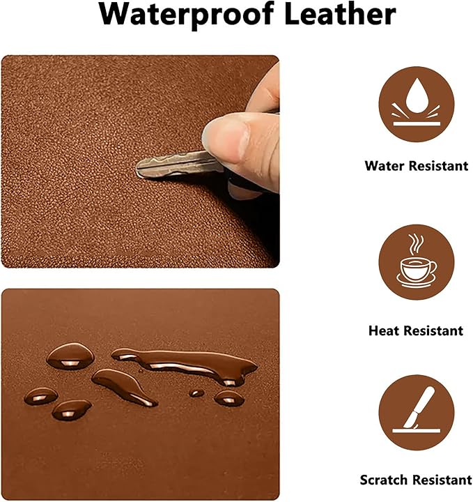 PU Leather Desk Pad Protector Gaming Mouse Pad Non Slip Desk Mat for Keyboard and Mouse Waterproof Desk Writing Pad for Office and Home Desk Accessories(Brown, 35.4 * 17.7)