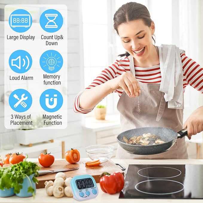 Weewooday 24 Pcs Digital Kitchen Timer Magnetic Timer Bulk On/Off Switch Minute Second Count up Countdown Loud Alarm for Exercise Cook Baking (Gradient Color)