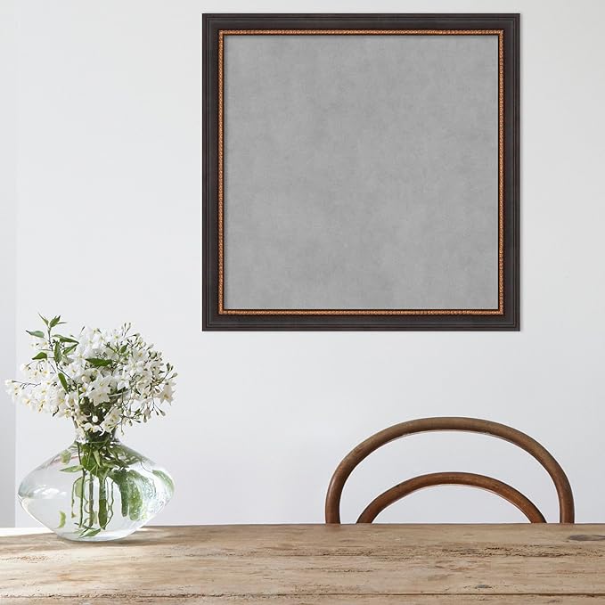 Amanti Art Black Framed Magnetic Board 23x23 Medium Vision Board for use with Magnets, 100% Metal Sheet to Display Items as Office Decor or for Home Organization in mudroom, Kitchen or Kids Room