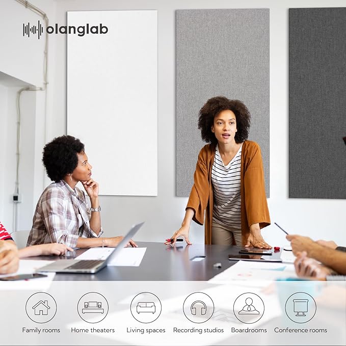 Olanglab Acoustic Panels 2 Pack, 48''x24'' Large Sound Panels, Fabric Wrapped Sound Proof Foam Panels for Walls, Sound Absorbing Panels for Recording Studio Acoustical Treatments (Dark Gray)