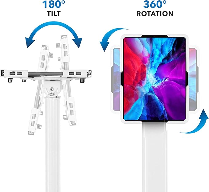 Mount-It! Anti-Theft Universal Tablet Kiosk Stand, Fits iPad Pro, Galaxy Tab, Surface Pro 9.7-13 Inch Tablets | Adjustable Floor Stand with Secure Locking for Retail, Trade Shows, POS, and Public Use
