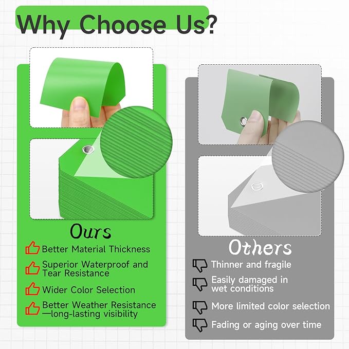 500 Pieces Plastic Shipping Tags with Wire Waterproof Hang Tags Heavy Duty Labeling Tags with String Wires Tags Labels Labeling Tags Stacking Tags for Equipment Car Parts (Green, 2x4)