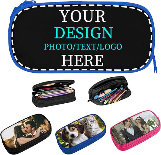 Nigmuye Custom Pencil Case Personalized Add Photo Text Pen Bag Large Capacity Zipper Pencil Box for Office Travel Graduation Gifts
