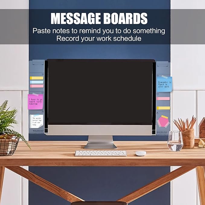 Multifunction Computer Monitor Memo Board - Transparent Computer Side Panel Memo Creative Monitor Side Panel with Phone Holder Suitable for Office Home Desktop，Left and Right (2pcs)
