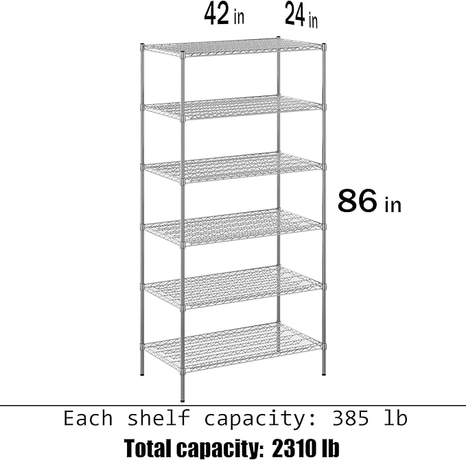 Regal Altair 24" Deep x 42" Wide x 86" Height Wire Shelving Kit | 6-Tier | NSF Commercial Storage Rack Unit