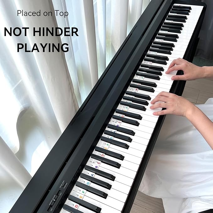 BEATBIT Piano Notes Guide for Beginner, Removable Piano Keyboard Note Labels for Learning, 88-Key Full Size, Made of Silicone, No Need Stickers, Reusable and Comes with Box (Rainbow Colors）