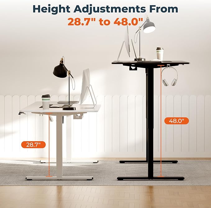 FitStand Standing Desk, Large 71x31 Inches Height Adjustable Stand Up Desk with Cable Management, Home Office Computer Desk with Memory Preset with Charging USB Port & Sedentary Reminder