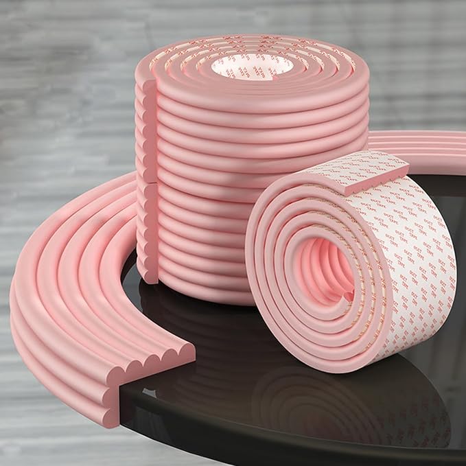 Soft Extra-Wide Edge Protector for Baby, 16.4ft Baby Proofing Edge Guards Padding Self-Adhesive Double Sided Tape, Safety Guards Proof Foam Padding for Sharp Edges, Table, Desk, Furniture Pink